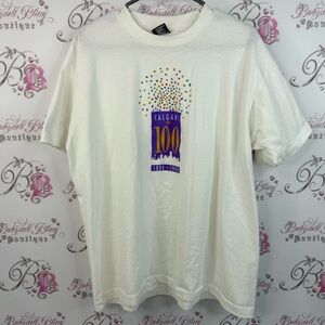 Best T-shirt 1894-1994 vintage top Calgary White T-Shirt with Sparkling Detail